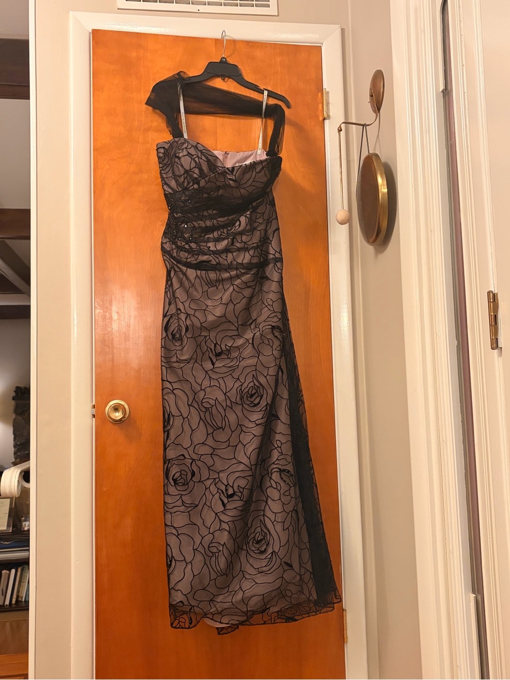Rina diMontella Black Floral Lace Overlay Maxi Dress